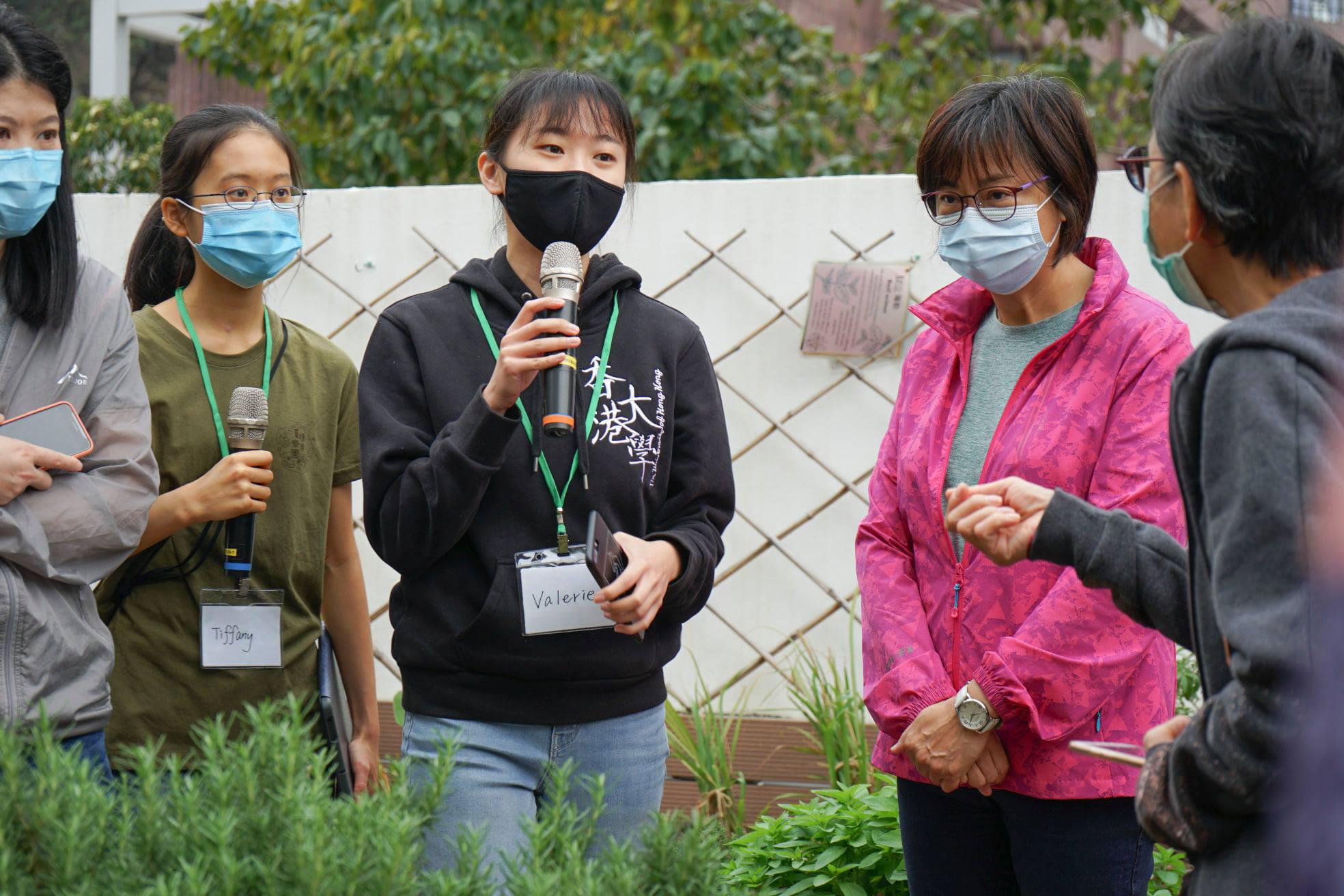 student ambassadors introducing Herb Garden